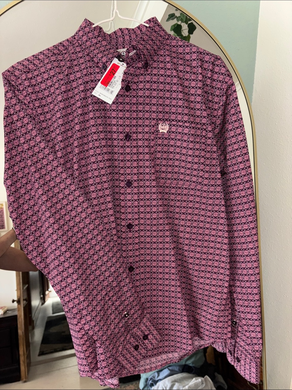 Cinch Boys Pink Patterned Button-Down Shirt